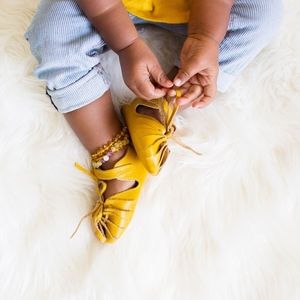Baby Shoes - Mustard Yellow Leather Baby Sandal